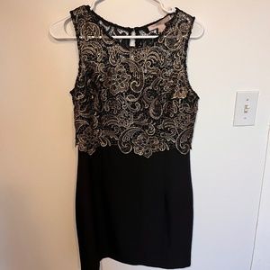 Forever 21 Little Black Dress Size Medium Mini Dress Gold Bodice